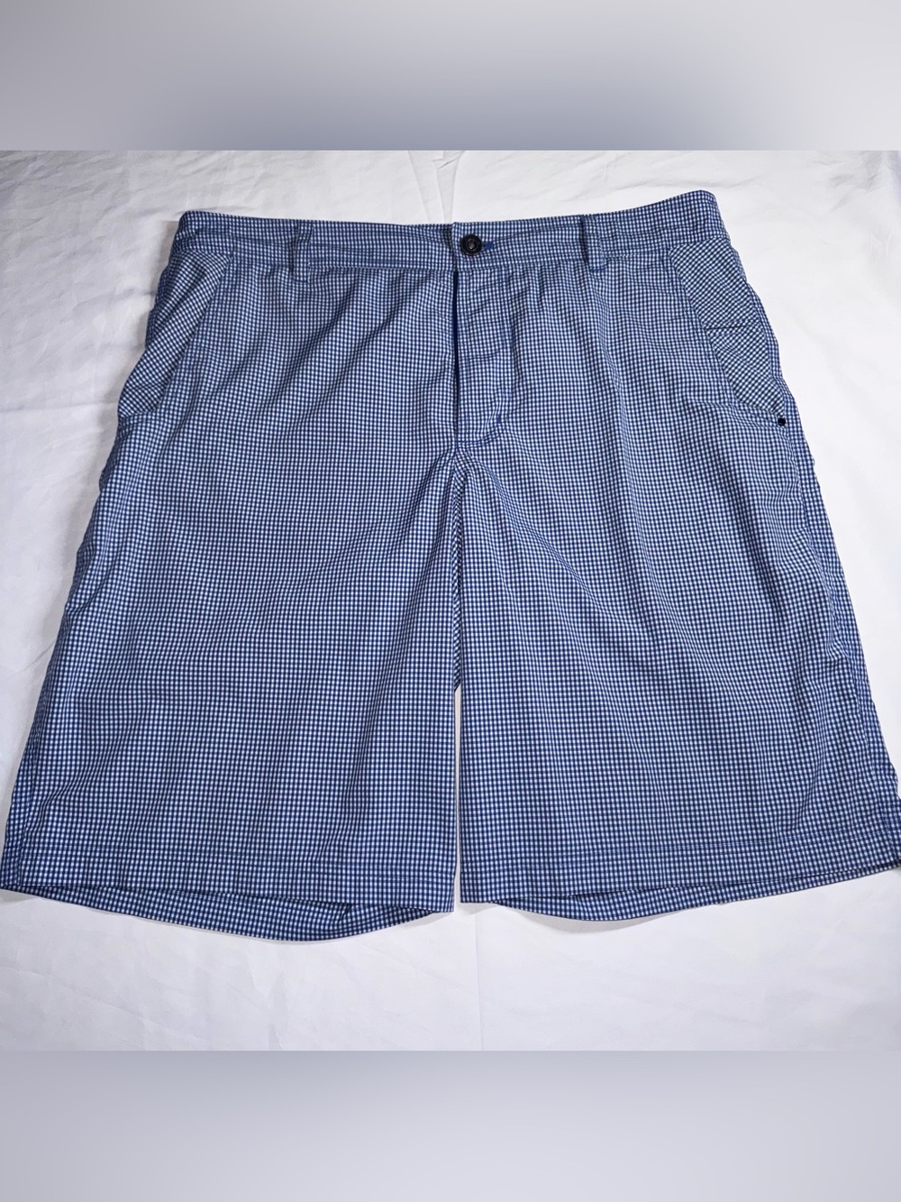 Lululemon Athetica Shorts Mens 38 Blue Gingham Check Golf Casual Stretch - Picture 1 of 9